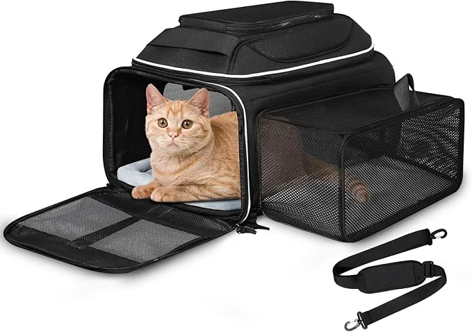 Comfortable Petskd Top and Side Expandable Pet Carrier 17x12x8.5 Inches JetBlue Frontier Exceptional