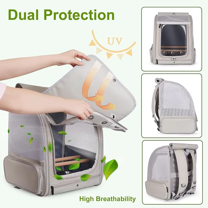 Elegant Bird Backpack Carrier with Front Zipper Opening Portable Bird Travel Carrier Enhanced