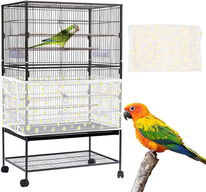 High-Quality Daoeny Large Bird Cage Cover Bird Cage Seed Catcher Adjustable Soft Nylon Responsible