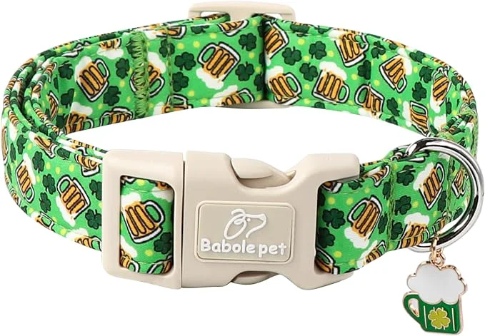 Sustainable St Patricks Day Dog Collar for Medium Dogs Fast