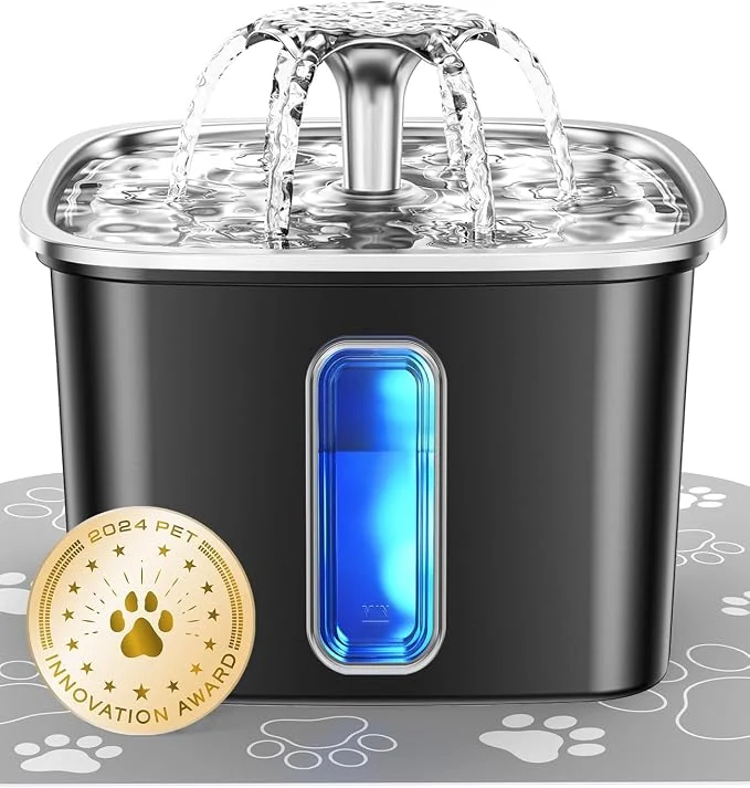 Exceptional Veken Innovation Award Winner Stainless Steel Cat Water Fountain 108oz 3.2L Classic