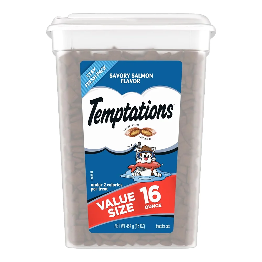 Excellent Temptations Classics Crunchy Soft Adult Cat Treats Savory Salmon 16-oz Stylish
