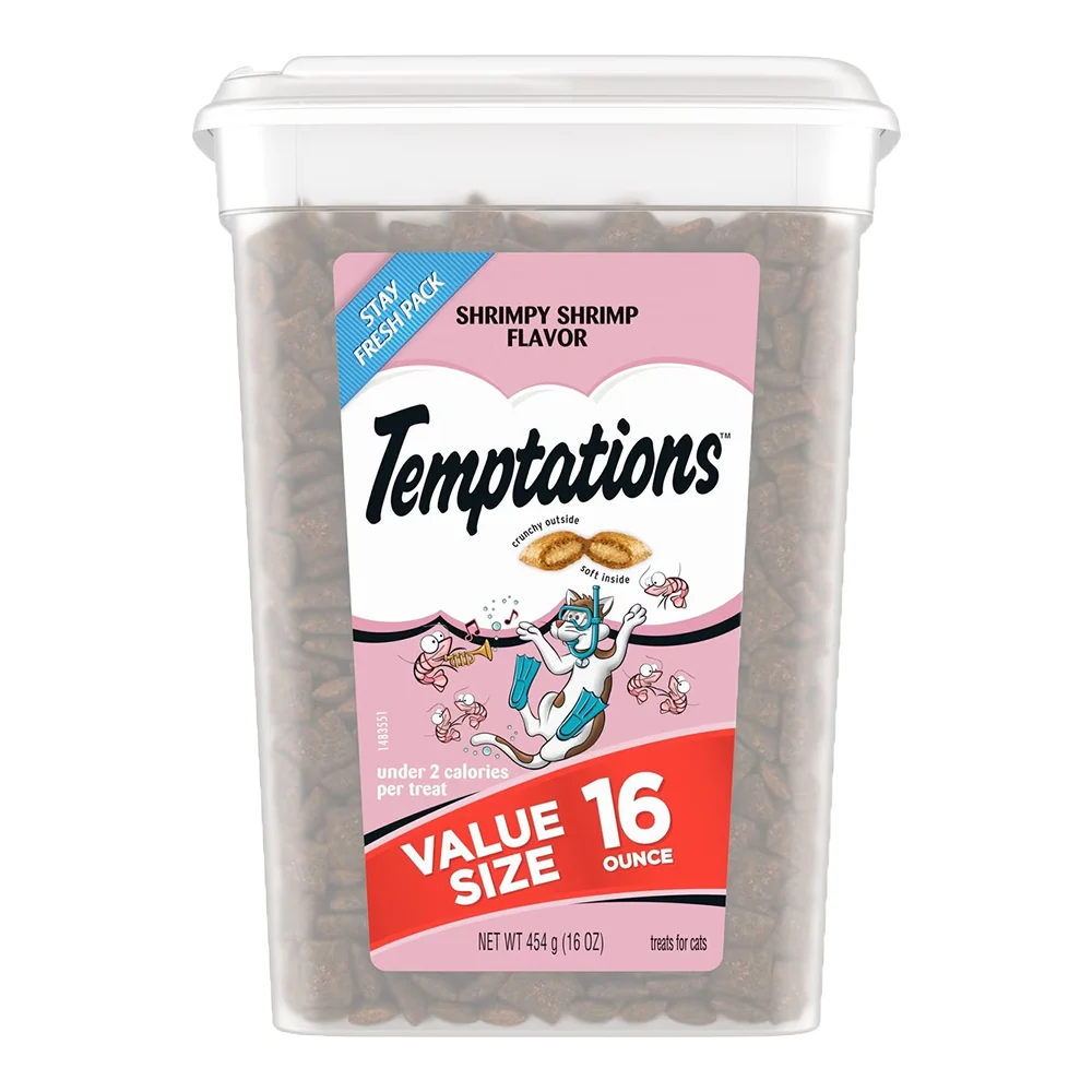 Outstanding Temptations Classics Crunchy Soft Adult Cat Treats Shrimpy Shrimp 16-oz Lightweight