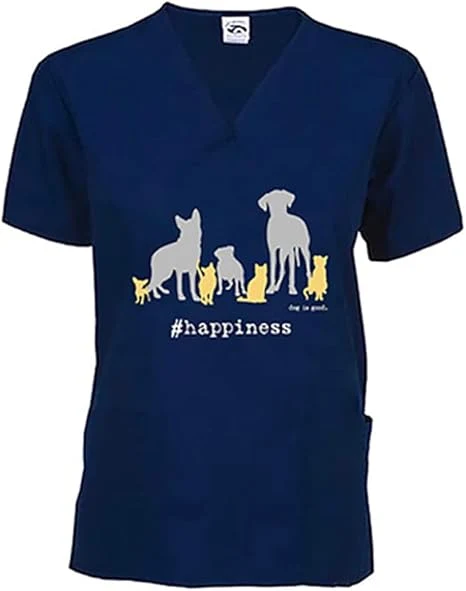 Outstanding Scrub Top Happiness Navy Advanced