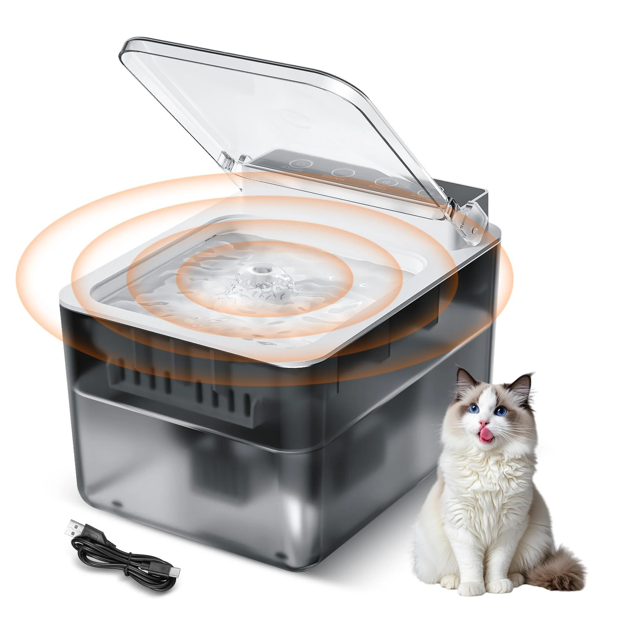 Prestigious Wired Automatic Pet Fountain Automatic Water Dispenser Sensing Function Expertly Made