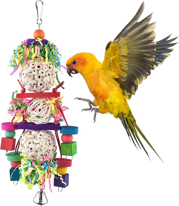 Lightweight Bissap Conure Toys Bird Parrot Foraging Shredder Hanging Toys Sola Balls Sepak Excellent