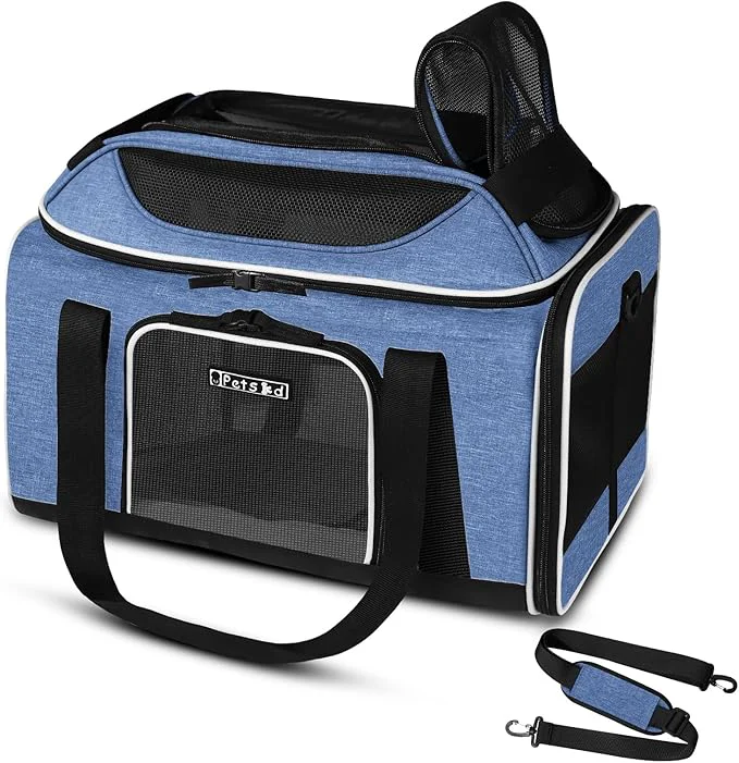 Fashionable Petskd Top-Expandable Pet Carrier 18x11x11 Inches Delta American United Airline Premium Material