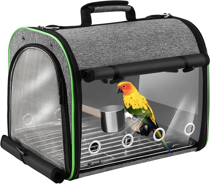 Fine Crafted Suertree Bird Carrier Bag Bird Travel Cage Indestructible Stainless Steel Mesh Convenient