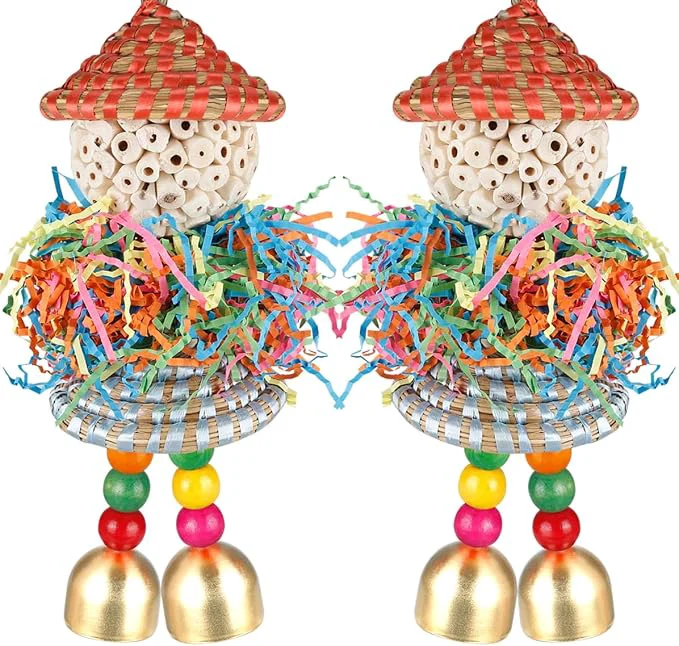 Verified 2PCS Bird Toys Parrot Foraging Shredder Hanging Toys Sola Balls Fast