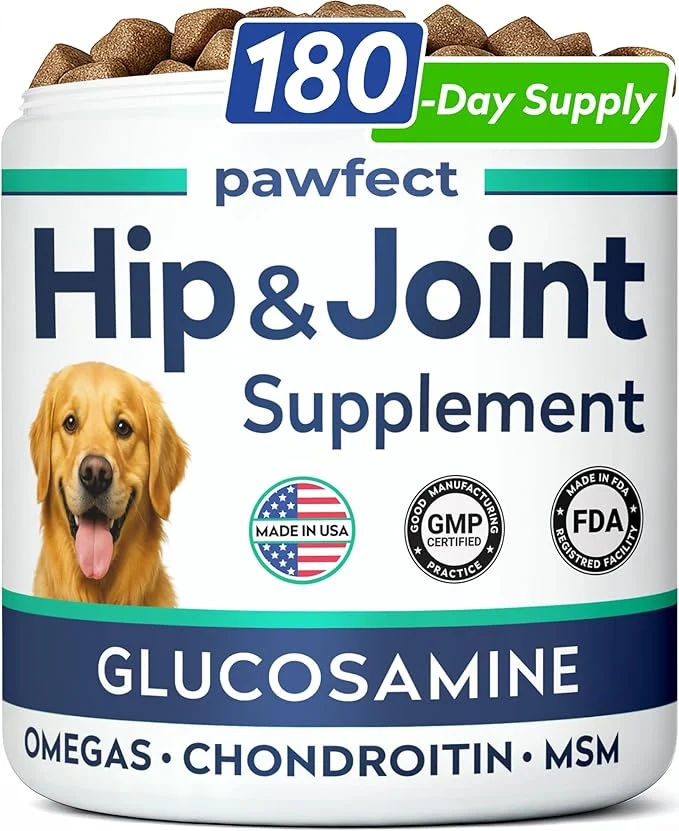 Traditional PAWFECTCHEW Advanced Hip Joint Glucosamine Supplement for Dogs - Treats for Picky Eaters w Chondroitin MSM Omega-3 - Joint Pain Relief - Chicken Liver - 180 Ct - Made in USAAbout This Selected