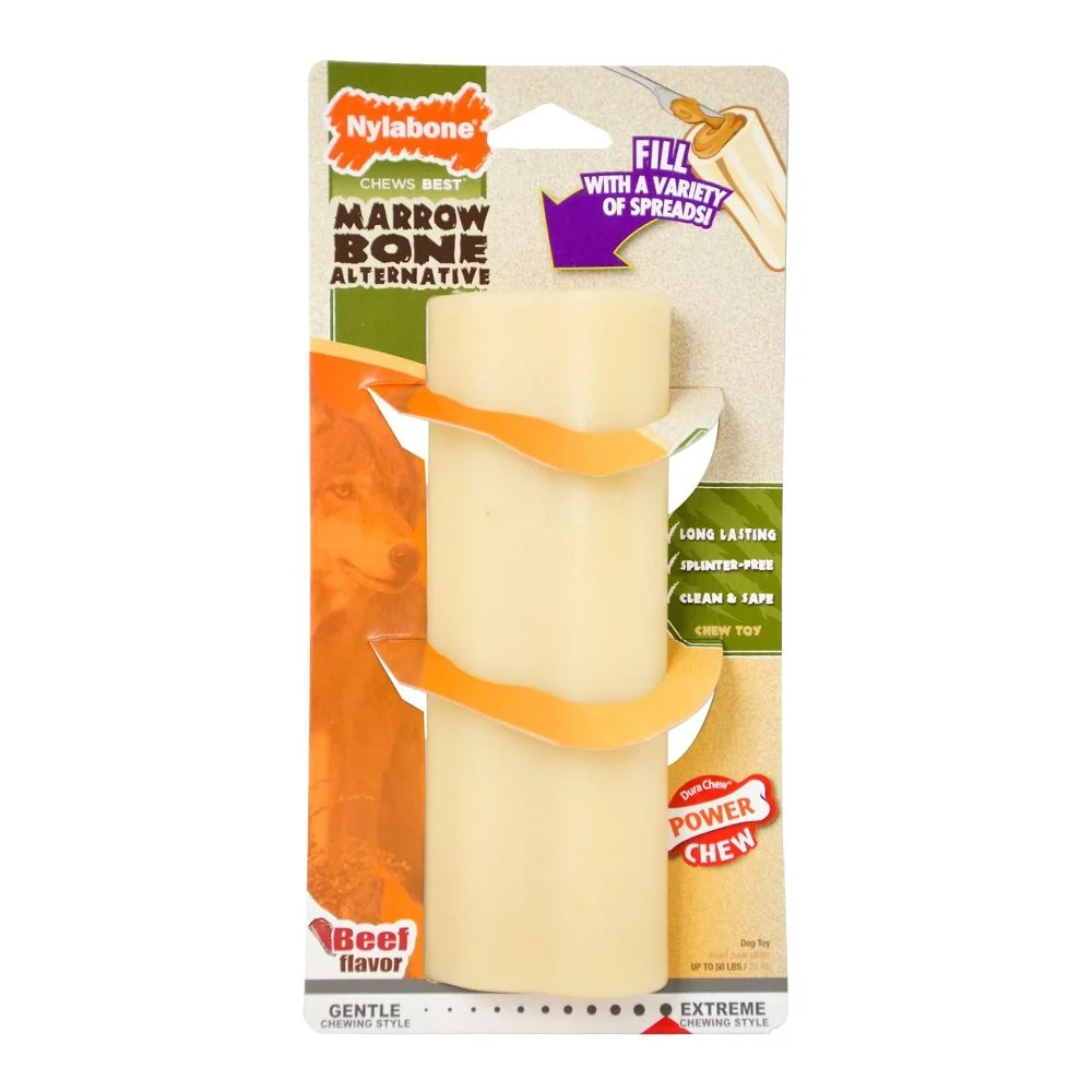 World-Class Nylabone Power Chew Giant Marrow Bone Dog Toy Beef Large Giant - Up To 50 lbs Powerful