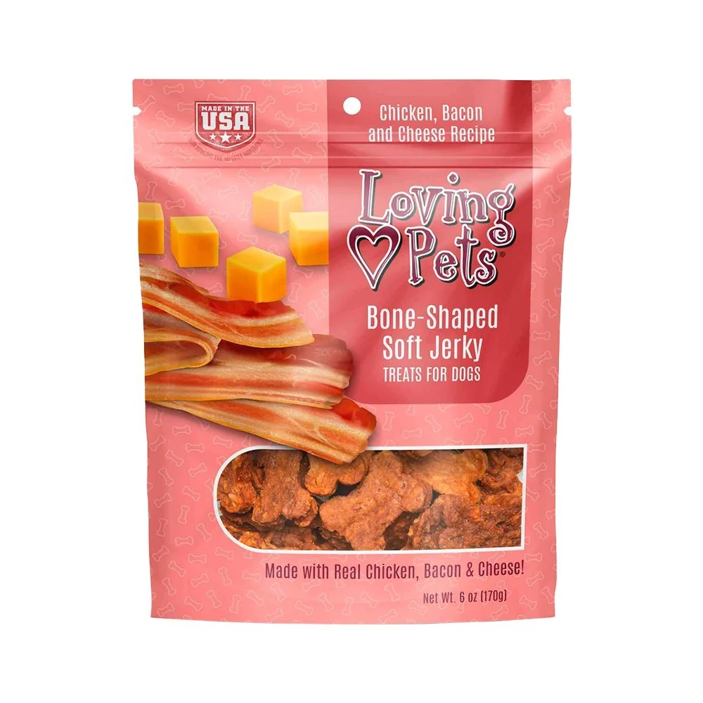 Advanced Loving Pets Bone-Shaped Soft Jerky Dog Treat Chicken Bacon Cheese 6-oz Minimalist