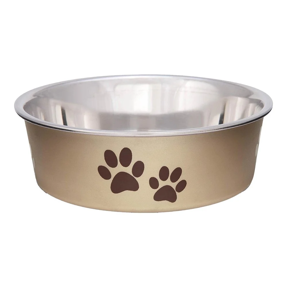User-Friendly Loving Pets Metallic Dog Bowl Champagne Small Minimalist