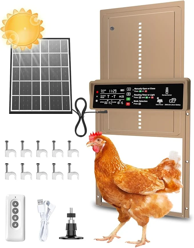 Responsible 2025 Upgrade 7W Solar Power Chicken Door Pet Deluxe Automatic Chicken Coop Door Effective