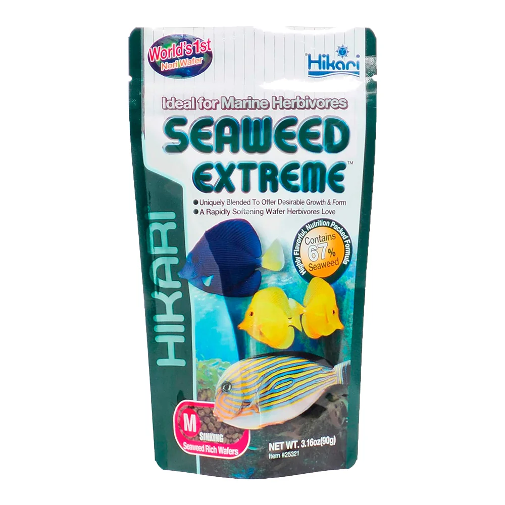 Unique Hikari USA Seaweed Extreme Wafer Medium Sinking Fish Food 3.16-oz Versatile