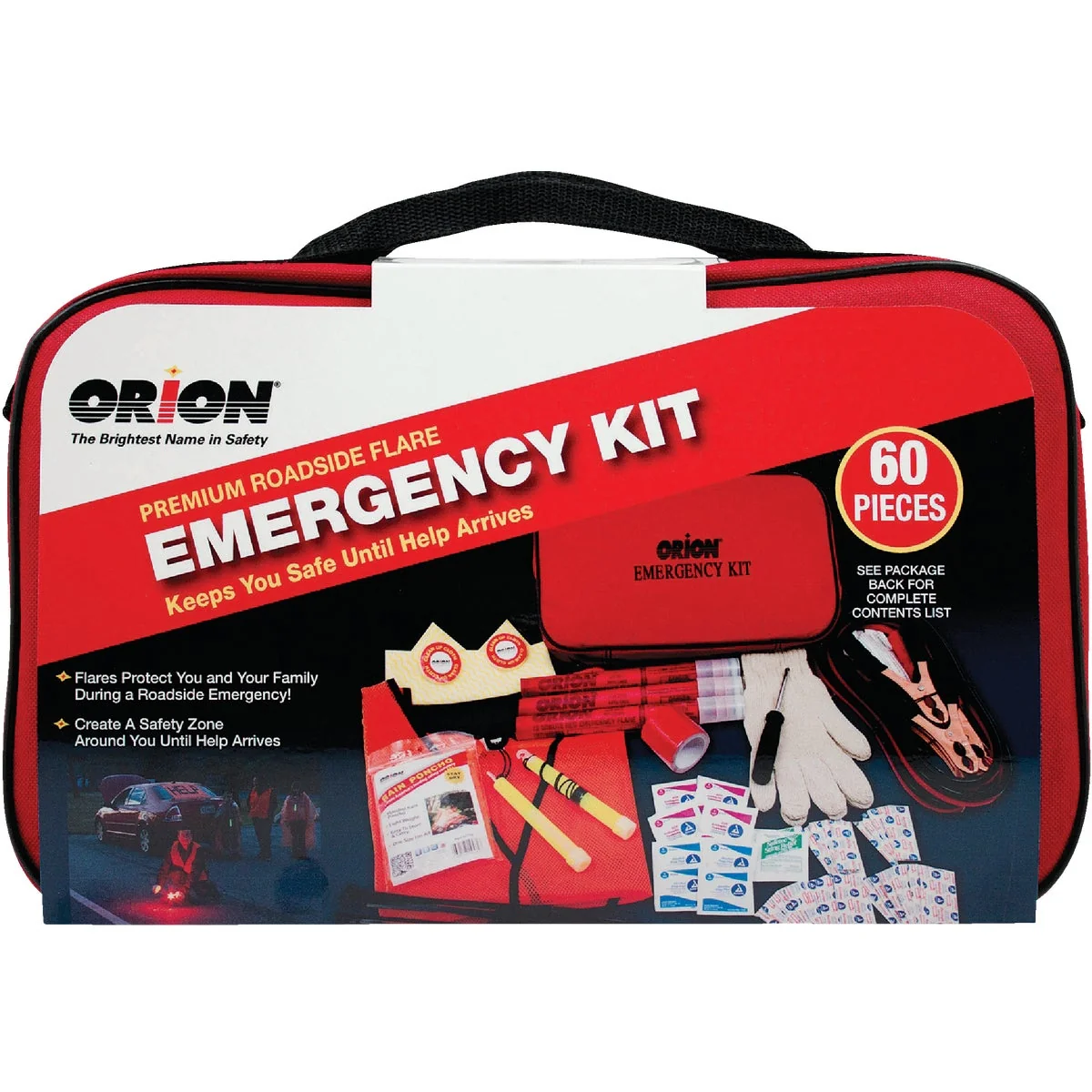 Superior Orion Premium Emergency Road Kit 60-Piece Convenient