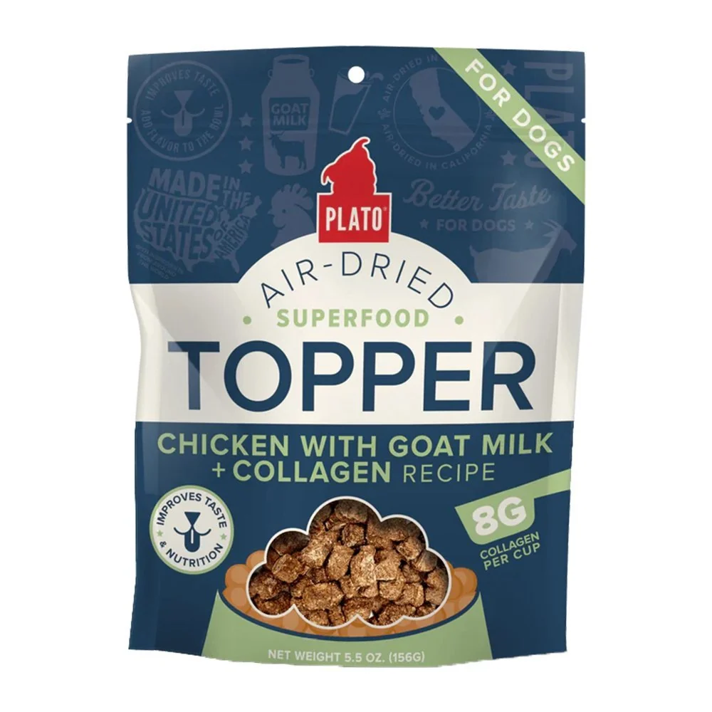 Specialty Plato Air-Dried Chicken with Goat Milk Collagen Dog Superfood Topper 5.5-oz Fashionable