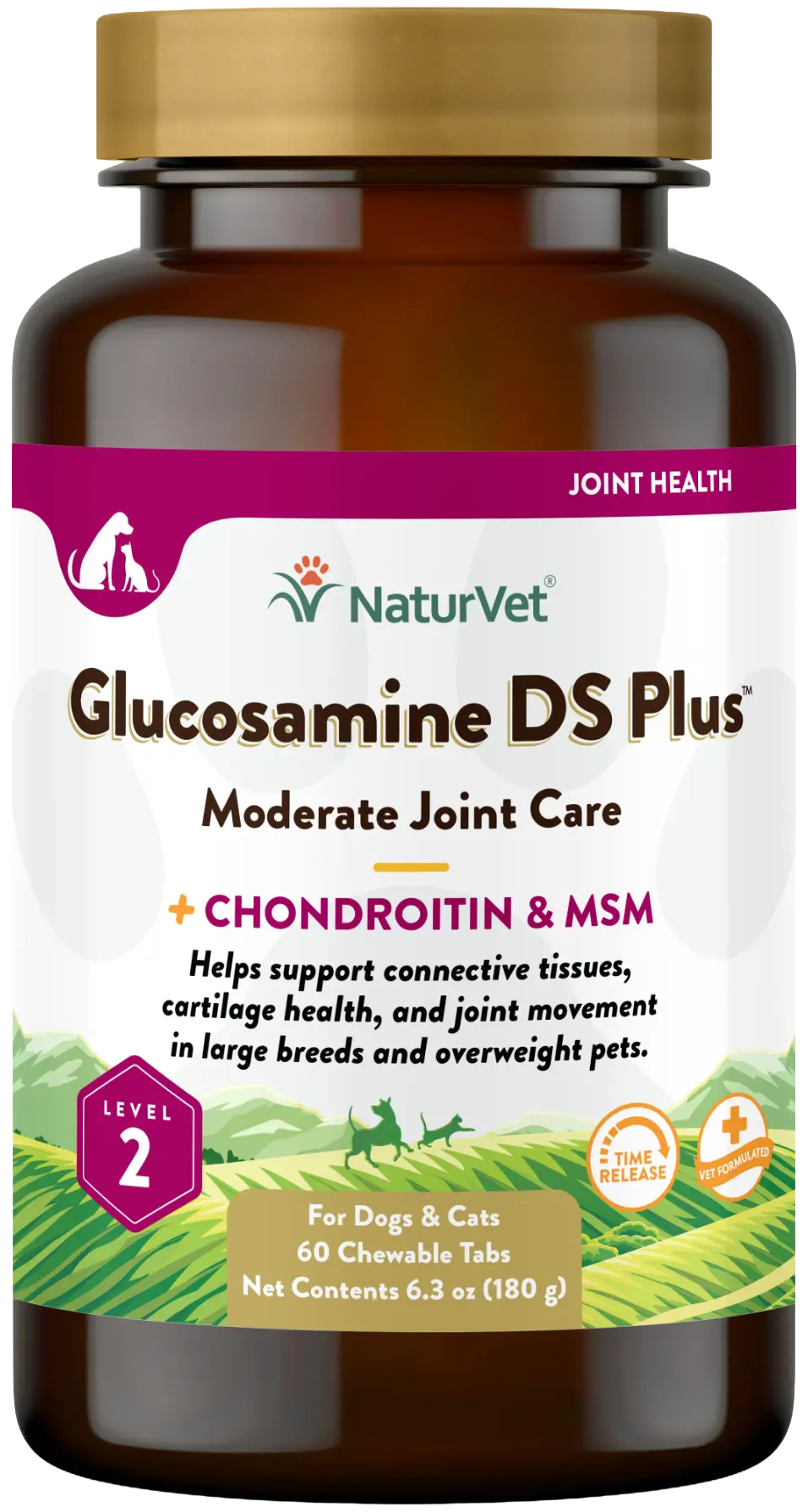 Consistent NaturVet Glucosamine-DS Plus Level 2 Time Release Tablets for Dogs Cats 60 Count 6.3-oz Unique