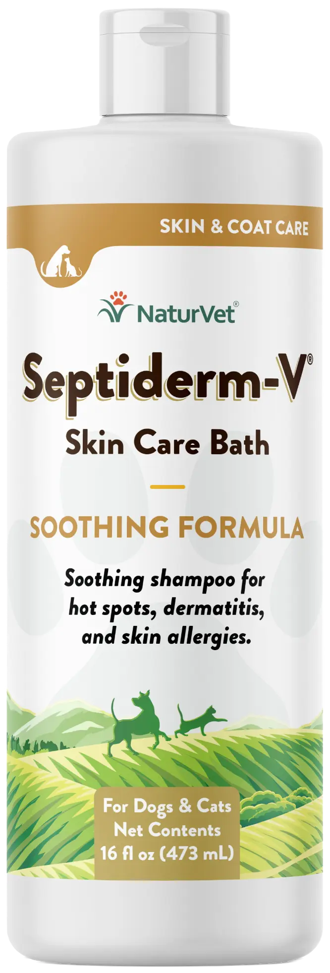 Flexible NaturVet Septiderm-V Skin Care Bath Soothing Formula Shampoo for Dogs Cats 16-oz Relaxed