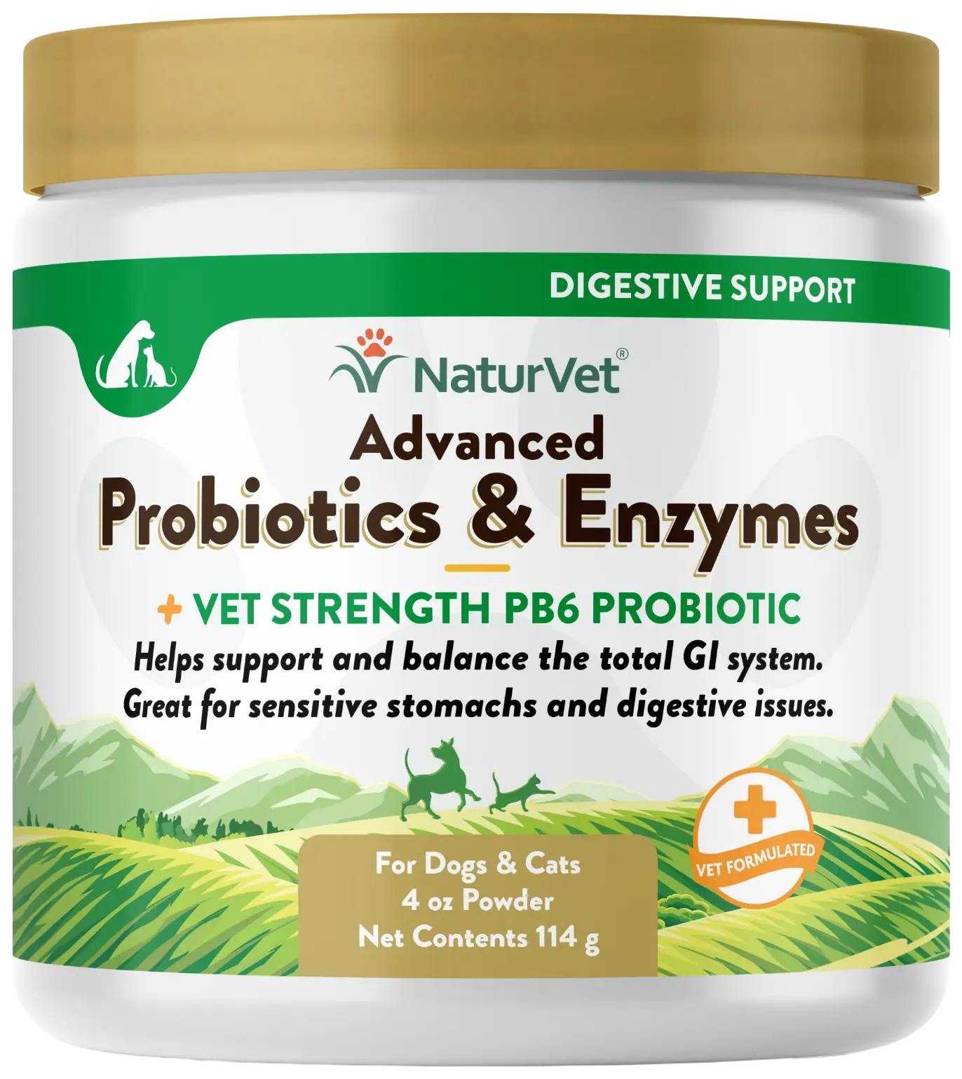 Fine Crafted NaturVet Advanced Probiotic Enzymes Powder for Dogs Cats 4-oz Soft