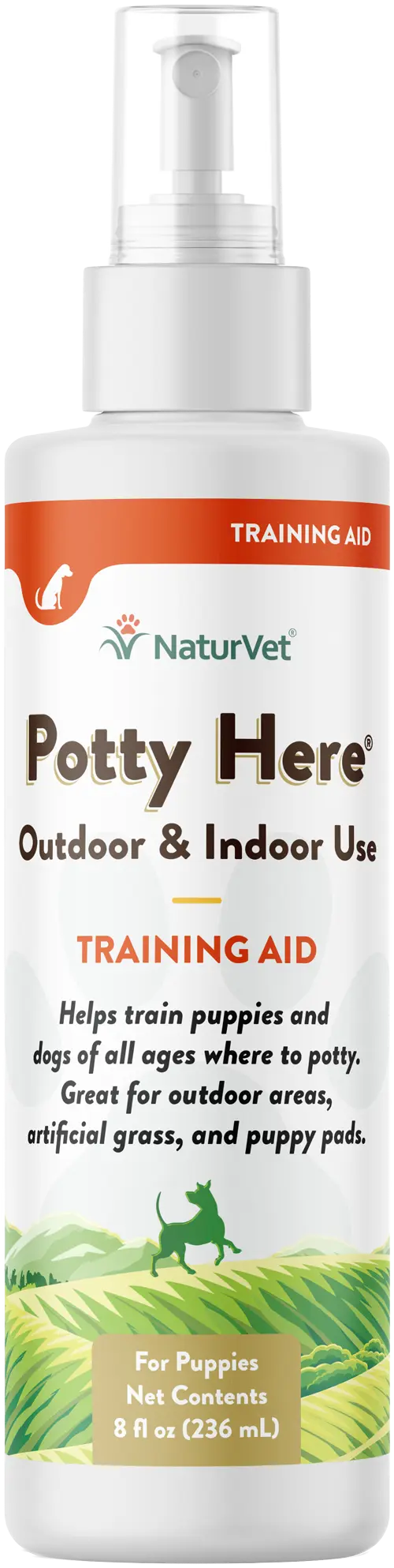 Convenient NaturVet Potty Here Training Aid Spray for Puppies 8-oz Environmentally Friendly