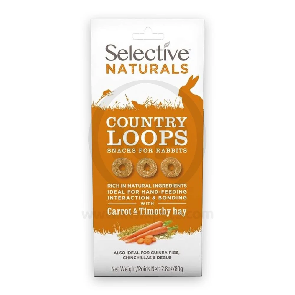 Prestigious Science Selective Naturals Country Loops with Carrot Timothy Hay Rabbit Treats 2.8-oz Classic