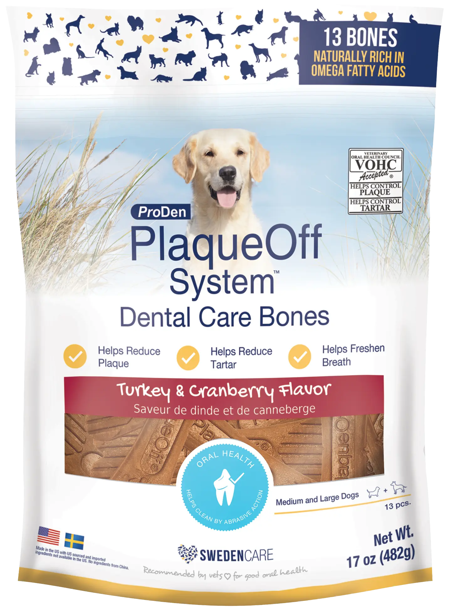 Top-Quality NaturVet Proden PlaqueOff System Dental Care Dog Bones Turkey Cranberry 13 Count 17-oz Contemporary