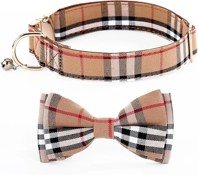 Trendy Yizepet Dog Collar with Bow Tie- Adjustable pet Collar Smooth