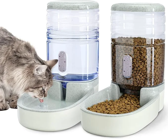 Enhanced Automatic Dog Cat Feeder and Water Dispenser Gravity Food Feeder and Waterer Set Flexible