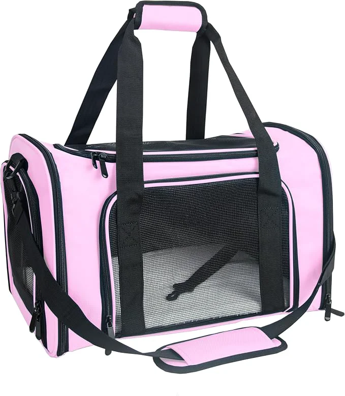 Elite Soft Sided Carrier for Small Medium Cats Dogs Removable Pad Collapsible Travel Breathable