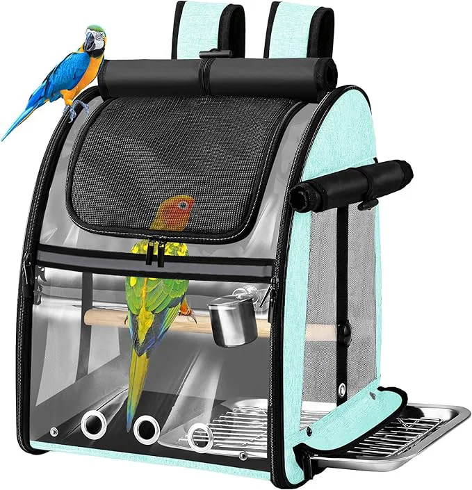 Easy-to-Use SUERTREE Bird Carrier Bag with Indestructible Stainless Steel Mesh Bird Travel Minimalist