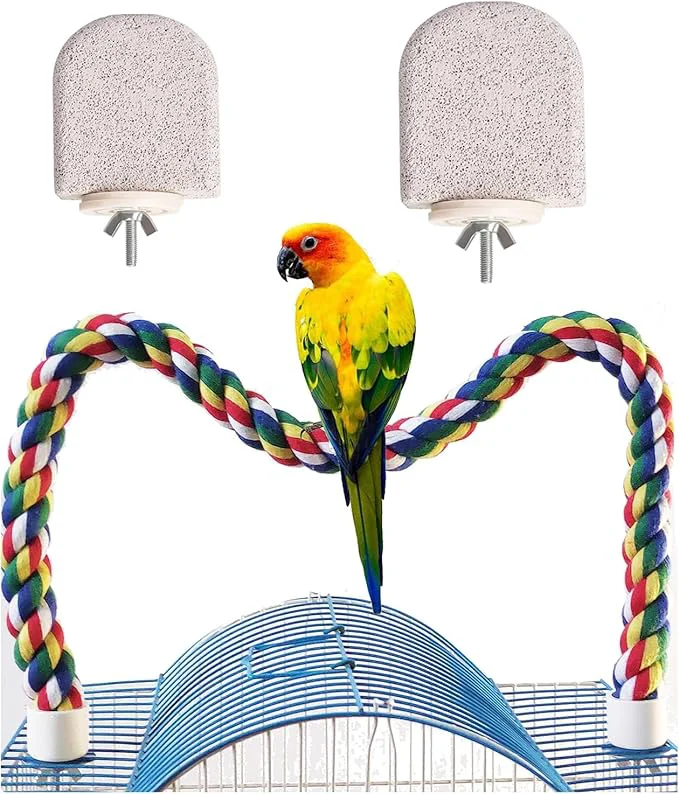 Reliable 24-Inch Bird Rope Perch 2 Volcanic Stone Bird Stands Trusted