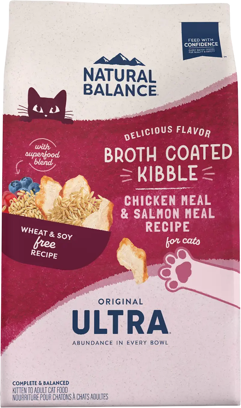 Elite Natural Balance Pet Foods Ultra Broth Coated Dry Cat Food Chicken Salmon 6-lb Relaxed