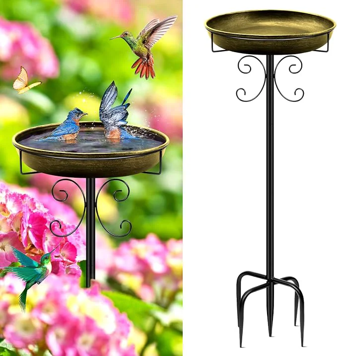 Smart Daoeny 35In Metal Bird Bath for Outside Vintage Bird Bath Bowl Detachable Proven