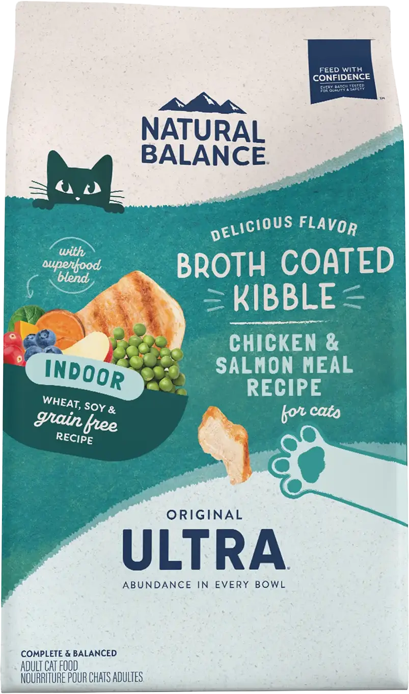 Organic Natural Balance Pet Foods Ultra Broth Coated Indoor Grain Dry Cat Food Chicken Salmon 6-lb Soft