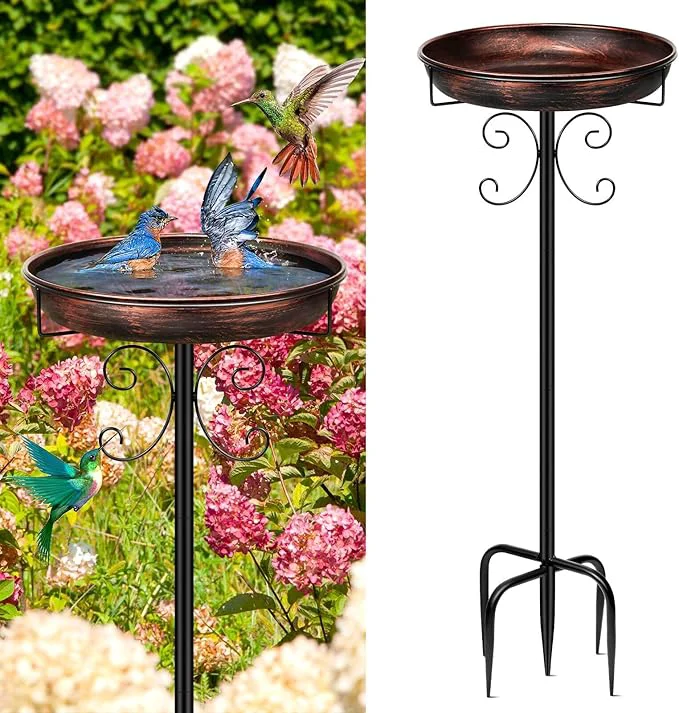 Authentic Daoeny 35In Metal Bird Bath for Outside Vintage standing Birdbaths Clean