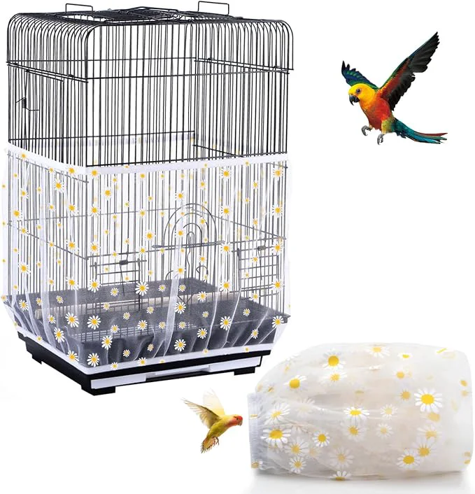Reliable Bird Cage Seed Catcher Seed Catcher Guard Net Cover Parrot Nylon Mesh Net Long-Lasting