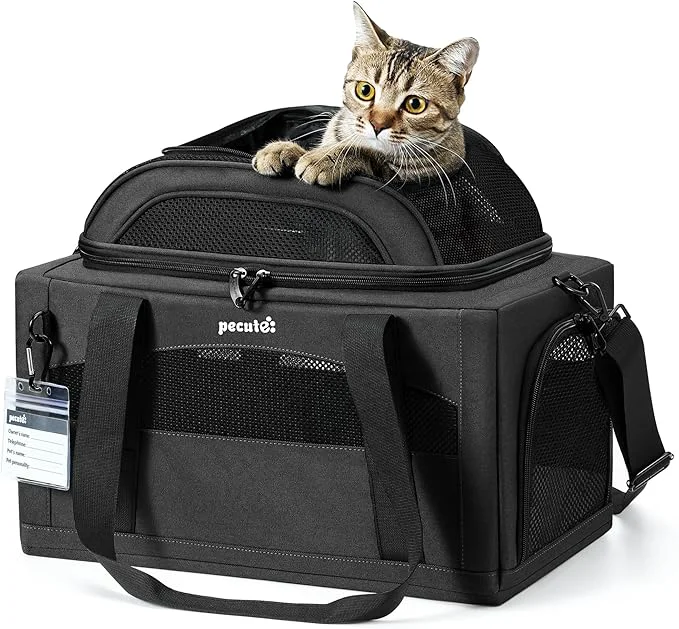 Exclusive Pecute Expandable Pet Carrier Airline Dog Cat Carrier Breathable Smart