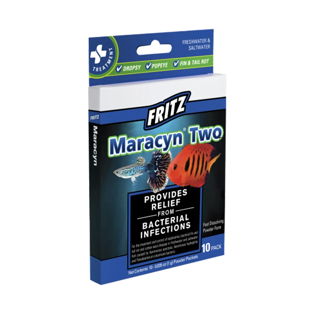 Original Design Fritz Maracyn Two Bacterial Infection Treatment for Freshwater Saltwater Aquarium Fish 10 Count Flexible