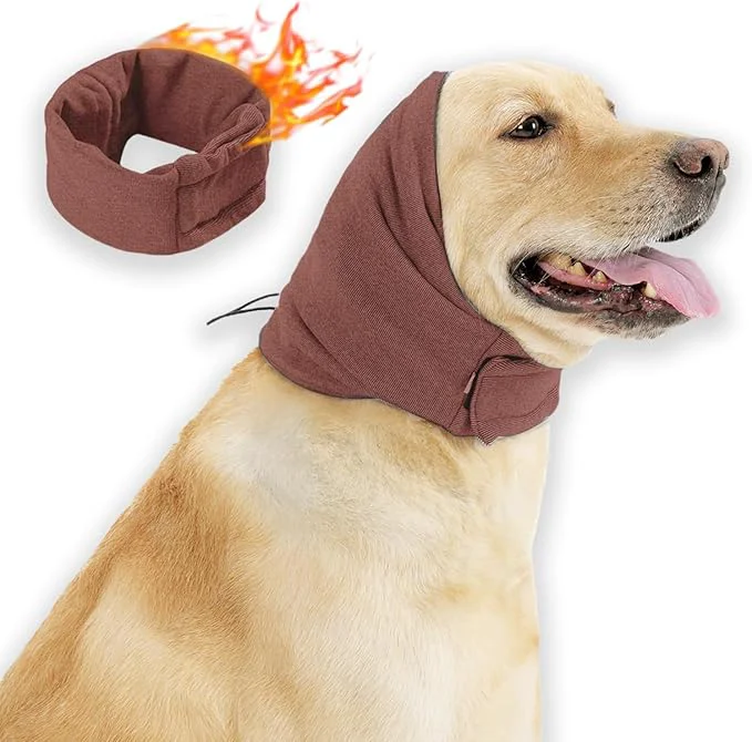 Genuine Ear Muffs for Dogs Warm Winter Head Wrap Calming Hoodie No Shake Anxiety Relief Pet Covers Ear Noise Protection Vest for Dogs Thunder Fireworks Vet Visits Grooming Reddish Brown L About ThisOverview Specialty