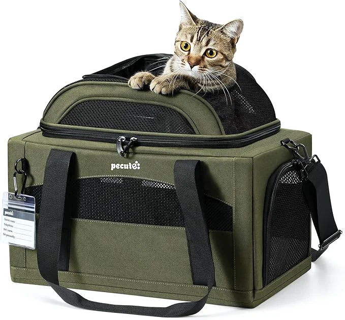 Fashionable Pecute Expandable Pet Carrier Airline Dog Cat Carrier Breathable Outstanding