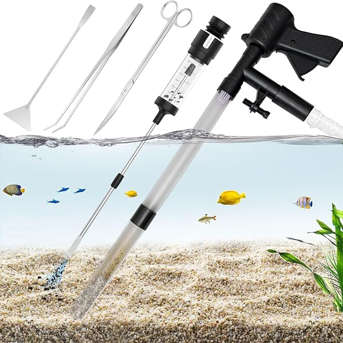 Elegant Care Fish Aquarium Gravel Cleaner 15 30In Multi-Functional Syphon Feeding Green