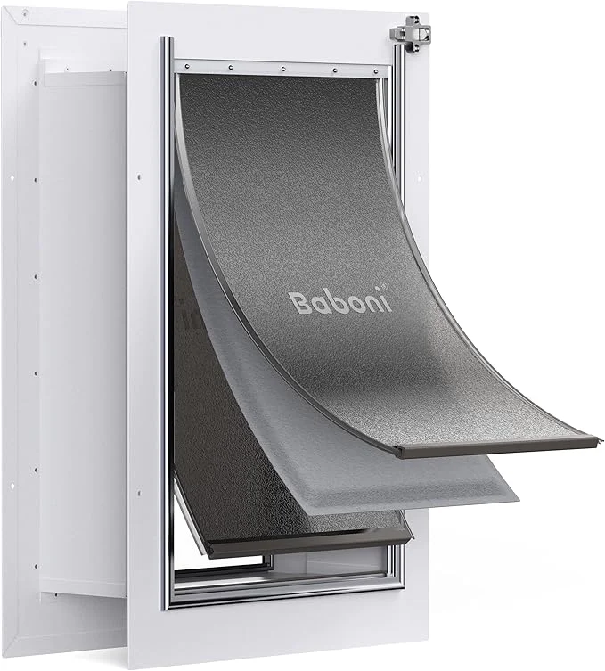 Original Design Baboni Pet Door for Wall Steel Frame and Telescoping Tunnel Aluminum Lock Easy-to-Use