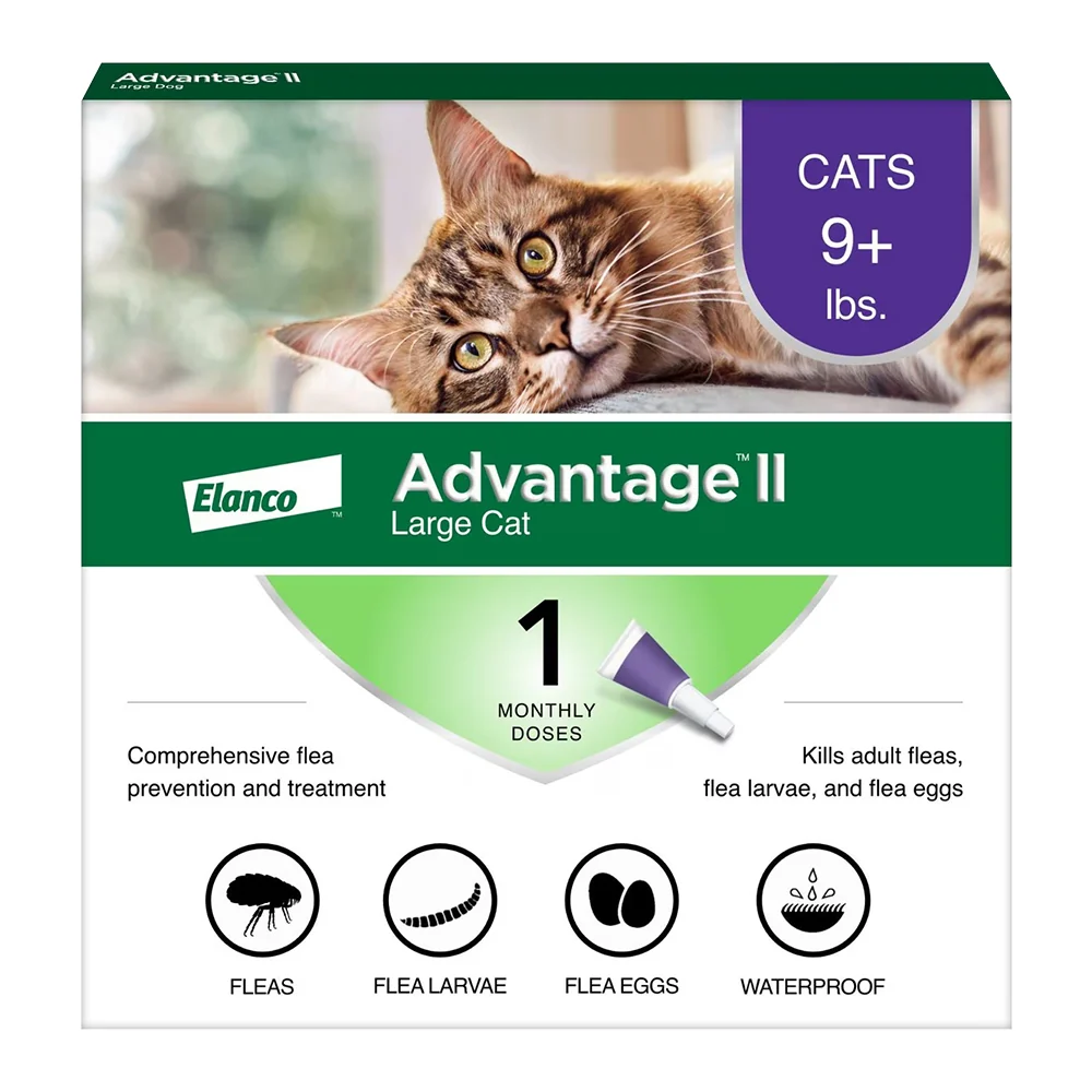Exclusive Elanco Advantage II 1-Month Supply Topical Flea Treatment Prevention for Large Cats Over 9 lbs Relaxed