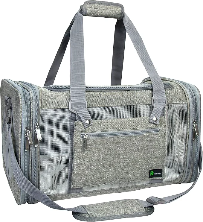 Trendy Soft-Sided Pet Carrier for Cats Small Dogs of 15 Lbs Medium Grey Advanced