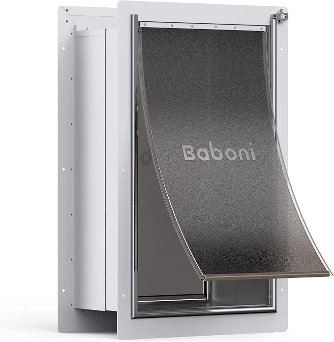 Durable Baboni Pet Door for Wall Steel Frame and Telescoping Tunnel Aluminum Lock Innovative