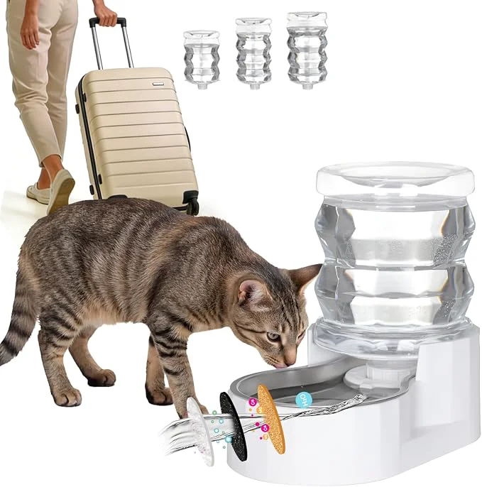 Sustainable RIZZARI Pet Water Bowl Dispenser 4L Large Capacity Automatic Stainless Steel Refined