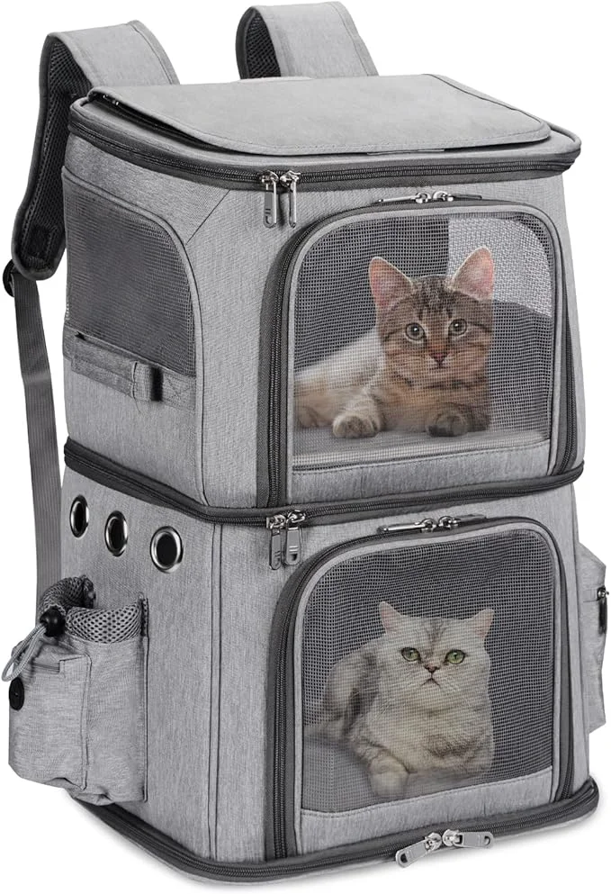 Unique Double-Compartment Pet Carrier Backpack Lightweight