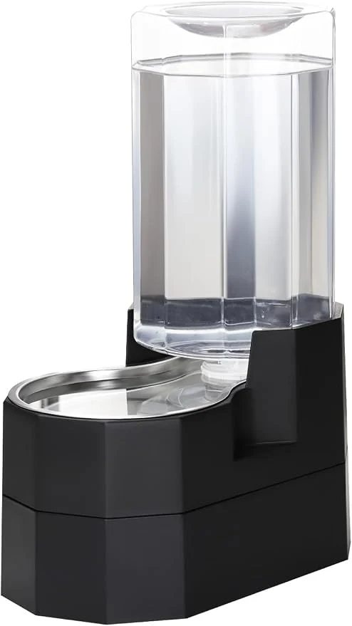 Convenient Sfozstra Raised Pet Water Dispenser 8L Black Automatic Stainless Steel Gravity Original