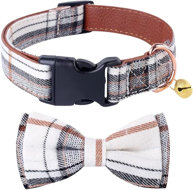 Clean Yizepet Dog Collar with Bow Tie- Adjustable pet Collar Genuine